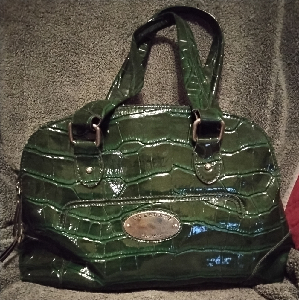 Liz Claiborne Green Croc Style Handbag